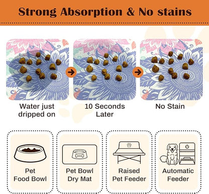 Pet Feeding Mat for Floors Waterproof Dog Mat for Food and Water Absorbent Quick Dry Non Slip mat for Cat Bowls