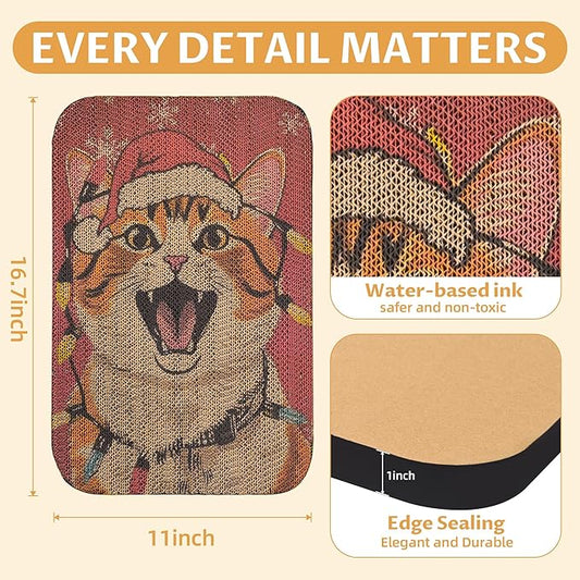 2 Packs Art Cat Wall-Mountable Scratching Board 16.7x11x1 Inch Cat Wall Scratch Pad and Scratcher for Indoor Cats Furniture Protector (Storybook Cat)