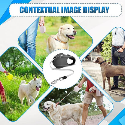 Retractable Dog Leash, 16 ft Strong Nylon Tape, 360° Tangle-Free, One-Handed Brake, Pause and Lock, Durable Non-Slip Handle, Lightweight, for Small, Medium and Large Breeds up to 88 lbs, Black
