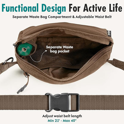Hands Free Dog Leash with Dog Treat Pouch - Stylish & Trendy Waist Leash for Dog Walking - Wear Around the Waist or Crossbody - Durable & Detachable - Shock Absorbing - Waste Bag Dispenser