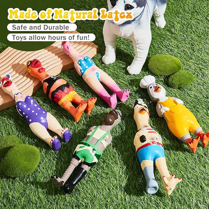 6 Pcs Rubber Chicken Squeaky Dog Toys Screaming Chicken Latex Soft Rubber Chew Molar Toys Interactive Pet Funny Squawkers Cute Dog Gifts for Small Medium Birthday (Cute Style)