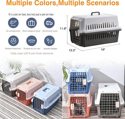 Pets Carrier,Kennel,19in,Long,Hard-Sided,for Cat up to 14lb,Suit for Airline/Road Travel (Coffee, Small)