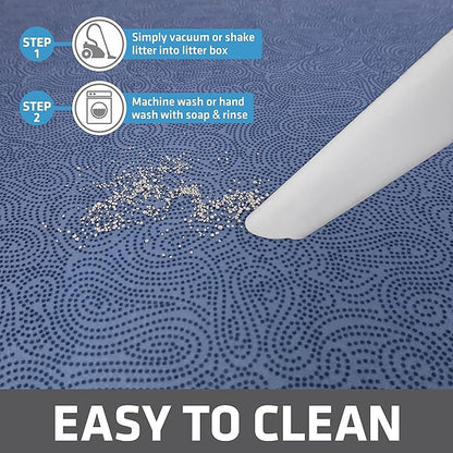 Drymate Cat Litter Box Mat, Litter Trapping Mat, Waterproof, Urine-Proof, Absorbent, Machine Washable, Soft on Paws, Contains Mess, Protects Floors, Kitten Supplies, Blue, 29x36 XL