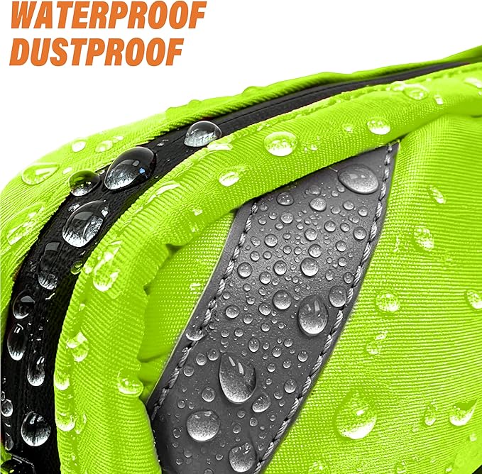 Hands Free Dog Leash with Waterproof Pouch, Adjustment Bungee Leash with Dual Soft Padded Handles for Hiking, Walking, Jogging and Running Your Dogs(neon Green)