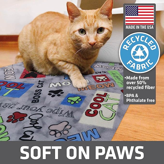 Drymate Cat Litter Box Mat, Litter Trapping Mat, Waterproof, Urine-Proof, Absorbent, Machine Washable, Soft on Paws, Contains Mess, Protects Floors, Kitten Supplies, Multicolor, 20x28