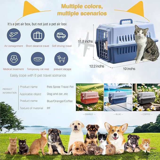 LLGJ-Pets Spree Travel Pet Carrier Dog/cat Hard-Sided Carriers for Pets up to 14 Pounds Small Animal Carrier Airline/Road Travel Approved Stout (Coffee)