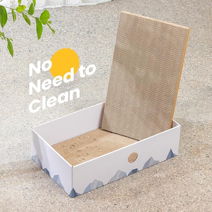 Cat Scratcher Box with 3-Layer Corrugated Pad, Heavy-Duty Double-Sided Cardboard Scratching Board & Bed, Checkered Design, for Cats,Jumbo