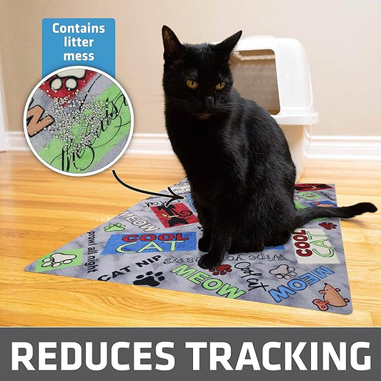 Drymate Cat Litter Box Mat, Litter Trapping Mat, Waterproof, Urine-Proof, Absorbent, Machine Washable, Soft on Paws, Contains Mess, Protects Floors, Kitten Supplies, Multicolor, 20x28