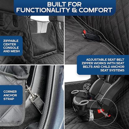 Ruff Liners XL Dog Seat Cover, Black – As Seen on Shark Tank – Back Seat Protector for Full-Size Trucks – Waterproof, Machine-Washable, Touch Fasteners, & Belt Slots – Heavy-Duty Dog Hammock