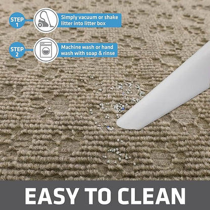 Drymate Cat Litter Box Mat, Litter Trapping Mat, Waterproof, Urine-Proof, Absorbent, Machine Washable, Soft on Paws, Contains Mess, Protects Floors, Kitten Supplies, Tan, 28x34 XL