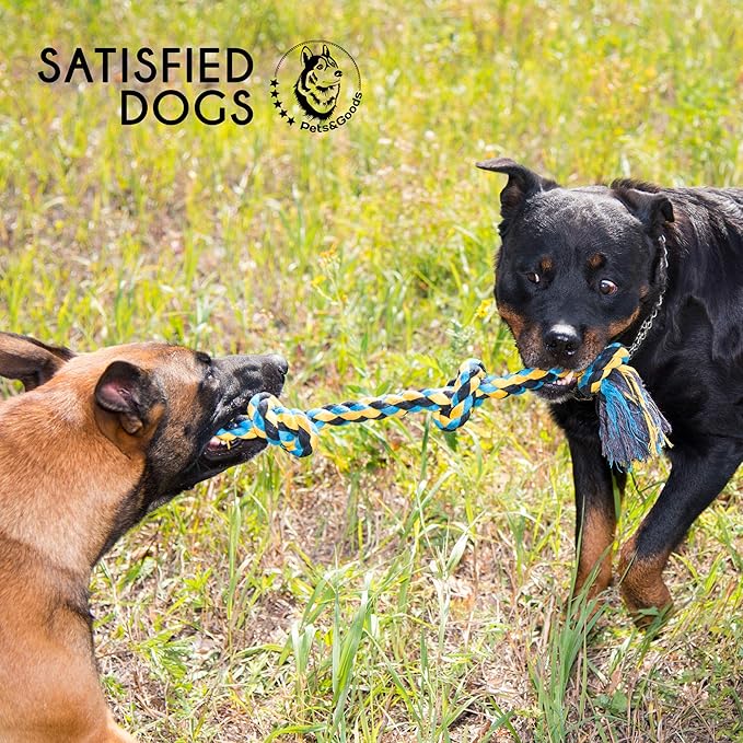 Pets&Goods Rope Chew Toys – 3-Pack Heavy-Duty Cotton Tug & Fetch Set for Large Dogs – Durable, Washable Rope Toys for Chewing & Dental Health