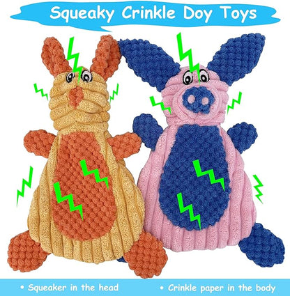 Comtim 2 Pack Durable Dog Chew Toys, Unstuffed Squeaky Dog Toys for Small Dogs and Puppies
