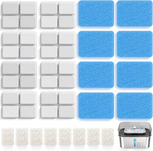8 Pack Dog Water Fountain Filter Replacement Fit for Sharlovy W10 Pro, Pet Water Filter & Sponge Filter for Dog Water Bowl Dispenser, 4 Months Set Easy-Swap for Dogs and Cat Fountain