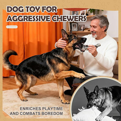 Dog Chew Toys for Aggressive Chewers,3 PCS Tough Dog Toys for Medium and Large Breed, Real Bacon Flavored Best Dog Toys to Keep Them Busy, Reduce Boredom, Dog Bones for Teeth Cleaning (Brown)