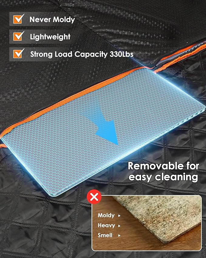 Back Seat Extender for Dogs- Dog Car Seat Cover for Back Seat Bed for Car Travel Bed with Mesh Window and Storage Pocket, Supports 330LB Waterproof Dog Hammock for Car, SUV, Truck