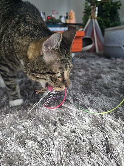 Cat Wand Toy for Indoor Cats, 105” Extra Long Magical Cat Teaser Wand, Interactive Cat Toy with Durable Nylon String, Elastic Wand for Exercise & Enrichment, Kittens to Senior Cats