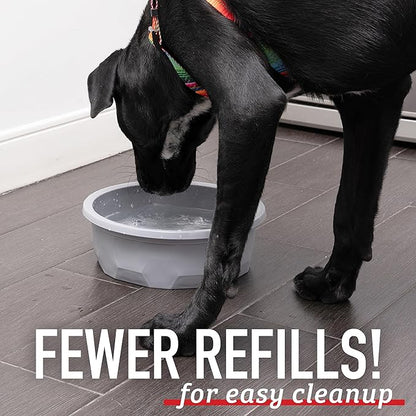 Leash Boss XL Dog Bowl (14 Cup) Hard Plastic Dog Bowl for Large Breeds - Indestructible Canine Dish for Tough Use - Outdoor Pet Water Dish - Gray
