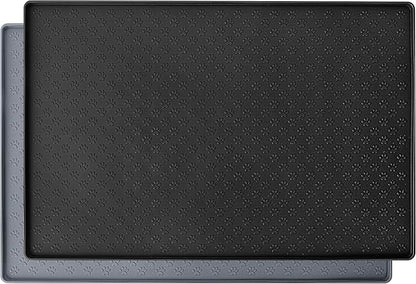 Silicone Dog Dish Mat for Food and Water - 23.6" *15.7" Waterproof Slip Pet Feeding Mat with Raised Edges to Prevent Messes on Floor (Black)