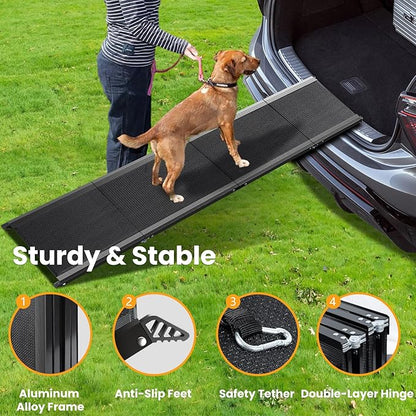 Dog Ramp for Car, 67''x20'' Dog Ramps for Large Dogs with Non-Slip Surface, Folding Dog Car Ramp for Truck SUV Van, Outdoor Pet Ramp for Car Up to 250LBS, Portable Car Ramp for Dogs