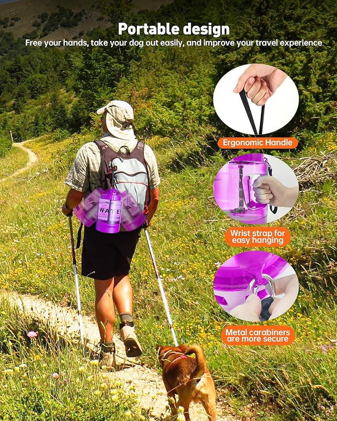 Portable Dog Water Bottle Bowl - 77 oz Travel Water Bowl Dispenser for Dogs Leak Proof, Suitable for Large Pet Drinking, A Must Have for Outdoor, Camping, Walking, Beach, Hunting Other Scenes （Purple）
