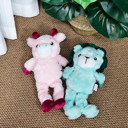 Green Lion Plush Squeaky Dog Toy with Bungee Leg Puppy Teething Chew Toy Cute Soft Funny Indoor Outdoor Interactive Stuffed Animal Dog Toy for Small Medium Large Dogs Toy Gift 36.5cm/14.37in