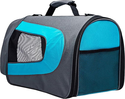 Pawer 18” x 11”x 11” Soft-Sided Foldable Airline Approved Pet Carrier for Cat, Puppy and Small Dog, Washable 600D Oxford Fabric, with Handle and Strap for Carry, Multiple Colors Available