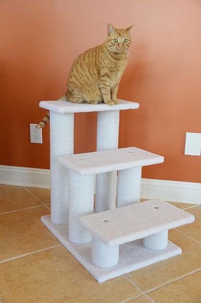 Armarkat Real Wood Pet Steps, 3-steps, B3001, Ivory,17"(W)x25"(D)x25"(H), each platform 9" Deep