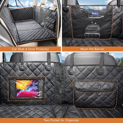 petizer Back Seat Extender for Dogs - Upgraded Anti-Scratch PU Leather, Hard Bottom Dog Car Seat Cover, Waterproof Dog Car Hammock, Backseat Pet Protector, Detachable Seat Covers for Car, SUV, Truck