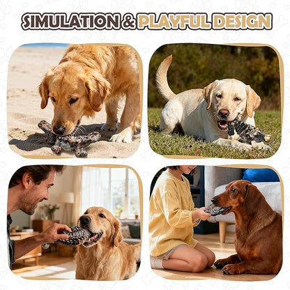 3 PCS Dog Toys for Aggressive Chewers,Tough Dog Chew Toys for Medium and Large Breed, Bacon Flavored, Dog Toys to Keep Them Busy, Dog Bones for Teeth Cleaning(Brown)