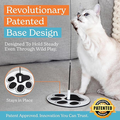 18-Piece Interactive Cat Toys for Indoor Cats -PATENTED Heavy Duty Self-Holding Floor Base & Suction Cup - Durable Feather Wand Bird Simulation Self Play Kitten Toys for Bored Adult Cats Juguete Gato