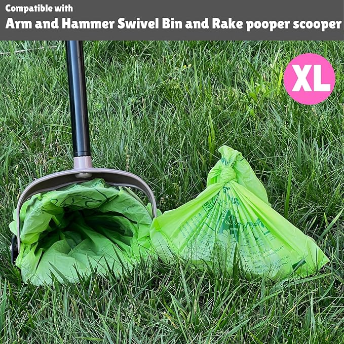 100% Compostable XL Pet Waste Bag (120 ct.) Plant-Based Biodegradable Cat Litter Poop Bags Doggy Poop Bags with Handles Compost Liners US BPI ASTM D6400 & OK Compost Home Certified (120 ct)