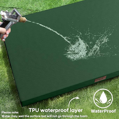 Outdoor Dog Bed for Medium Dogs, Waterproof Dog Crate Mat Orthopedic Egg Crate Foam Pet Bed with Washable Removable Oxford Cover, Dark Green