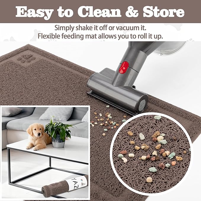 Darkyazi Pet Feeding Mat Large for Dogs and Cats,24"×36" Flexible and Easy to Clean Feeding Mat,Best for Non Slip Waterproof Feeding Mat (Coffee)