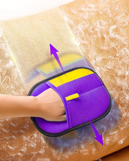 2026 Thickened Electrostatic Pet Hair Removal Gloves (2 Pcs) - Reusable Strong Grooming Gloves for Cats & Dogs, Hair Remover Gloves for Couch, Furniture, Carpet, Car Seats & Clothing Purple
