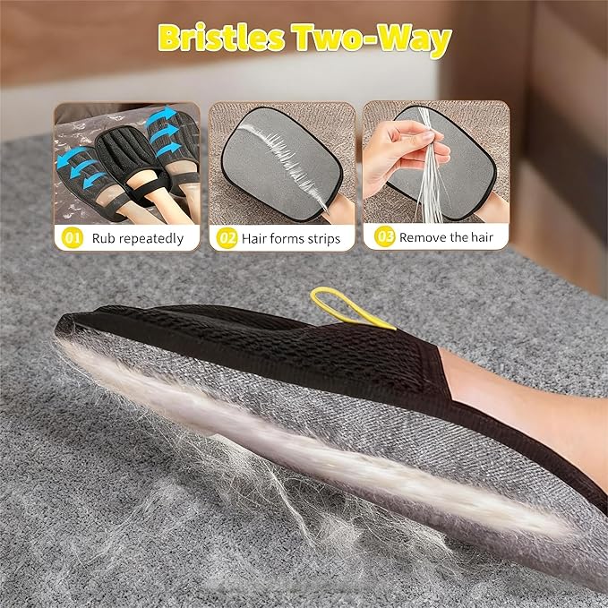 Pet Hair Removal Glove for Cats Dogs - Extra Large Thickened Upgraded Five Finger Electrostatic Pet Hair Gloves Reusable Magic Brush Pet Hair Remover Tool for Laundry, Couch, Carpet, Car Seat