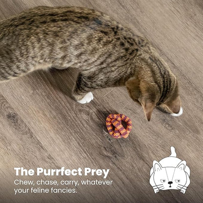Catstages Plaque Away Pretzel Cat Toy – Interactive Catnip Dental Chew Toy to Help Clean Teeth, Fun for Play and Chewing, Orange (Pack of 2)