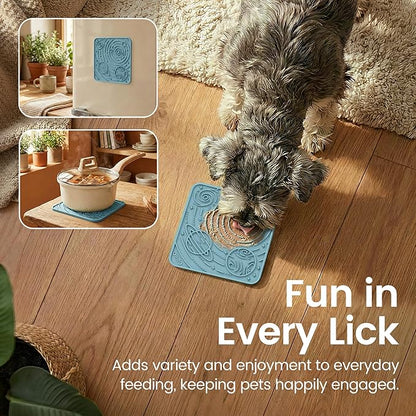 OHMO Lick Mat for Dogs and Cats(Small, Dark&Light Blue, 2pcs) Enrichment Accessories Toy Space Star Easy Clean Pet Slow Feeder/Suction Cups, Licking Pad for Anxiety Relief and Boredom Reduction