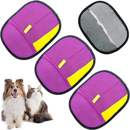 3pc Pet Hair Removal Gloves, Reusable Cats & Dogs Pet Hair Removal Tool,Efficient Pet Hair Removal Electrostatic Gloves is Suitable for Clothes, Sofas, Beds and Carpets (Purple)
