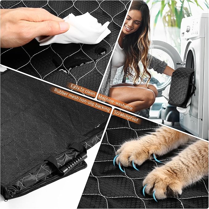 XHRING Dog Seat Cover Back Seat Truck for Ford F150 F250 F350 Super Duty/GMC Sierra/Chevy Silverado/Ram 1500 2500 3500, Waterproof & Scratchproof Back Seat Pet Cover for Pickup Truck Black Orange