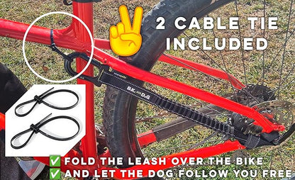 BIKE AND DOG - Dog Leash and Harness for Bicycle, Harness with 3 Rings, 2 are Sides, Includes 2 Special Cable Ties for Bicycle. Patented. (Fluorescent Yellow, Leash)