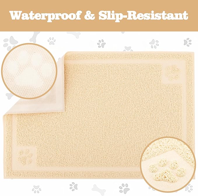 Darkyazi Pet Feeding Mat Large for Dogs and Cats,24"×36" Flexible and Easy to Clean Feeding Mat,Best for Non Slip Waterproof Feeding Mat (Beige)