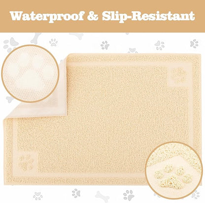 Darkyazi Pet Feeding Mat Large for Dogs and Cats,24"×36" Flexible and Easy to Clean Feeding Mat,Best for Non Slip Waterproof Feeding Mat (Beige)