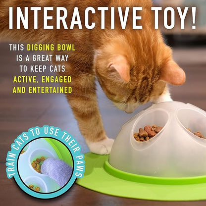 Franklin Pet Supply Co. Interactive Cat Digging Slow Feeder Bowl - Toy Bowl for Treats + Food - Scratching Feeder - Interactive for Cats + Kittens