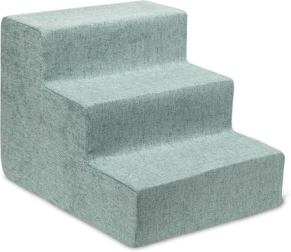 Best Pet Supplies Dog Stairs & Steps - Foam Steps for Small Dogs & Cats, Non-Slip Indoor Balanced Pet Step Support, Dog Ramp, No Assembly, Pale Teal, 3-Step (13.5-inch Height)