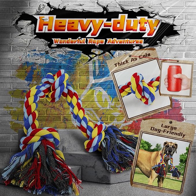 Long-Lasting Heavy Various Dog Chew Toys for Aggressive Chewers, 9 Pack Indestructible Large Dog Toys Include Tug Chew & Rope Toys, Squeaky Toys for Medium&Large Breed(for Super chewers -Mad Bunny)