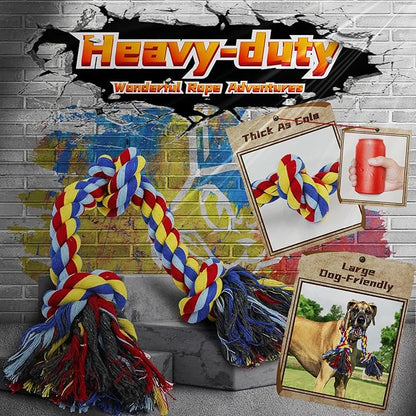 Long-Lasting Heavy Various Dog Chew Toys for Aggressive Chewers, 9 Pack Indestructible Large Dog Toys Include Tug Chew & Rope Toys, Squeaky Toys for Medium&Large Breed(for Super chewers -Mad Bunny)