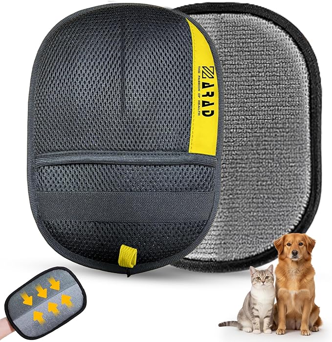 ZARAD 1 PCS Pet Hair Removal Glove for Dogs & Cats – Electrostatic Reusable Dog & Cat Hair Remover Glove | 2-in-1 Pet Grooming Glove & Fur Remover for Furniture, Couch, Car, Carpet, Laundry & Clothes