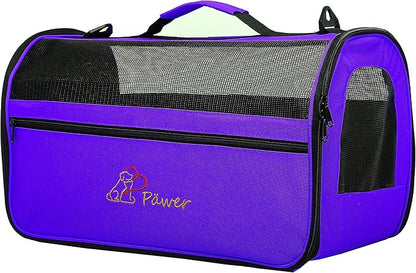 Pawer 18” x 10” x 10”Soft-Sided Foldable Airline Approved Pet Carrier for Cat, Puppy and Small Dog, Washable 600D Oxford Fabric, with Handle and Strap for Carry, Multiple Colors Available