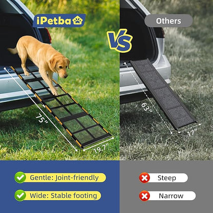 Dog Ramp for Car & Truck & SUV & Stairs - Joint-Friendly, Anti-Slip, Gentle Slope，Extra Wide & Stable, Up to 200 lbs