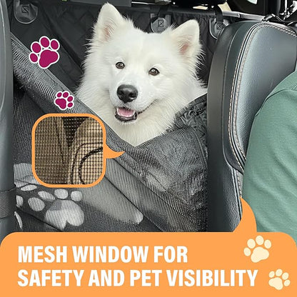 Active Pets Dog Car Seat Cover for Back Seat, Waterproof Pet Protection Hammock, SUV Truck Car Backseat Protector with Safety Features, Blue